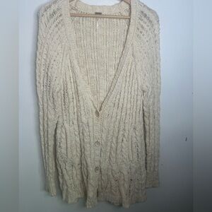 Free People Ivory Cable Knit Cardigan
